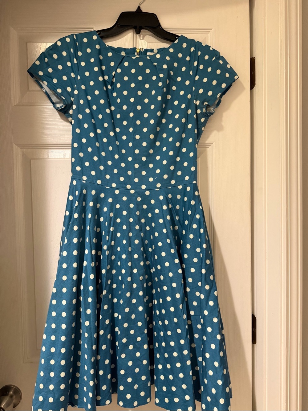 Closet Blue and White Polka Dot Fit-and-Flare Dress
